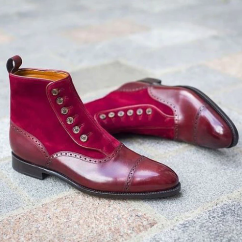 red leather dress boots Leather Chukka Boots- Wine Red by Lethato