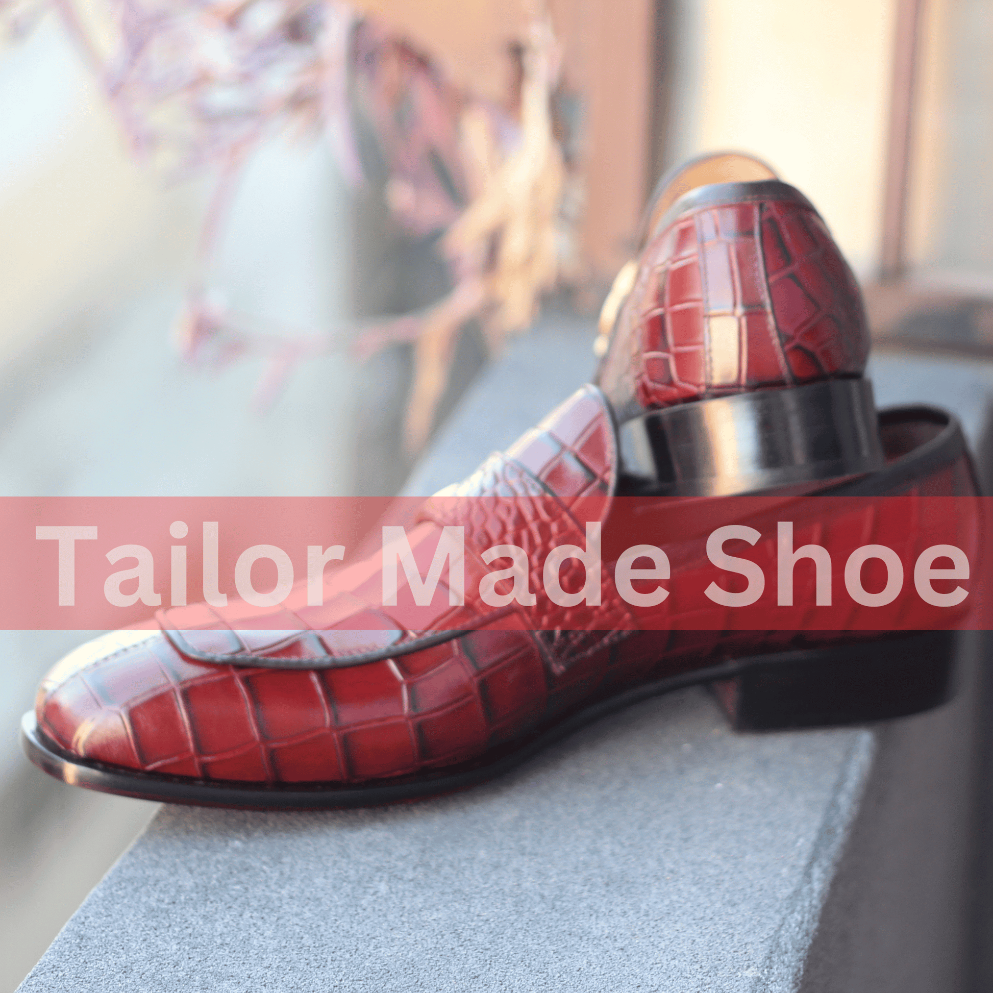 Burgundy Crocodile-Embossed Leather Loafers – Perfect for Formal & Casual Wear Tailor Made Handmade Leather Loafers – Premium Crocodile Finish for Men