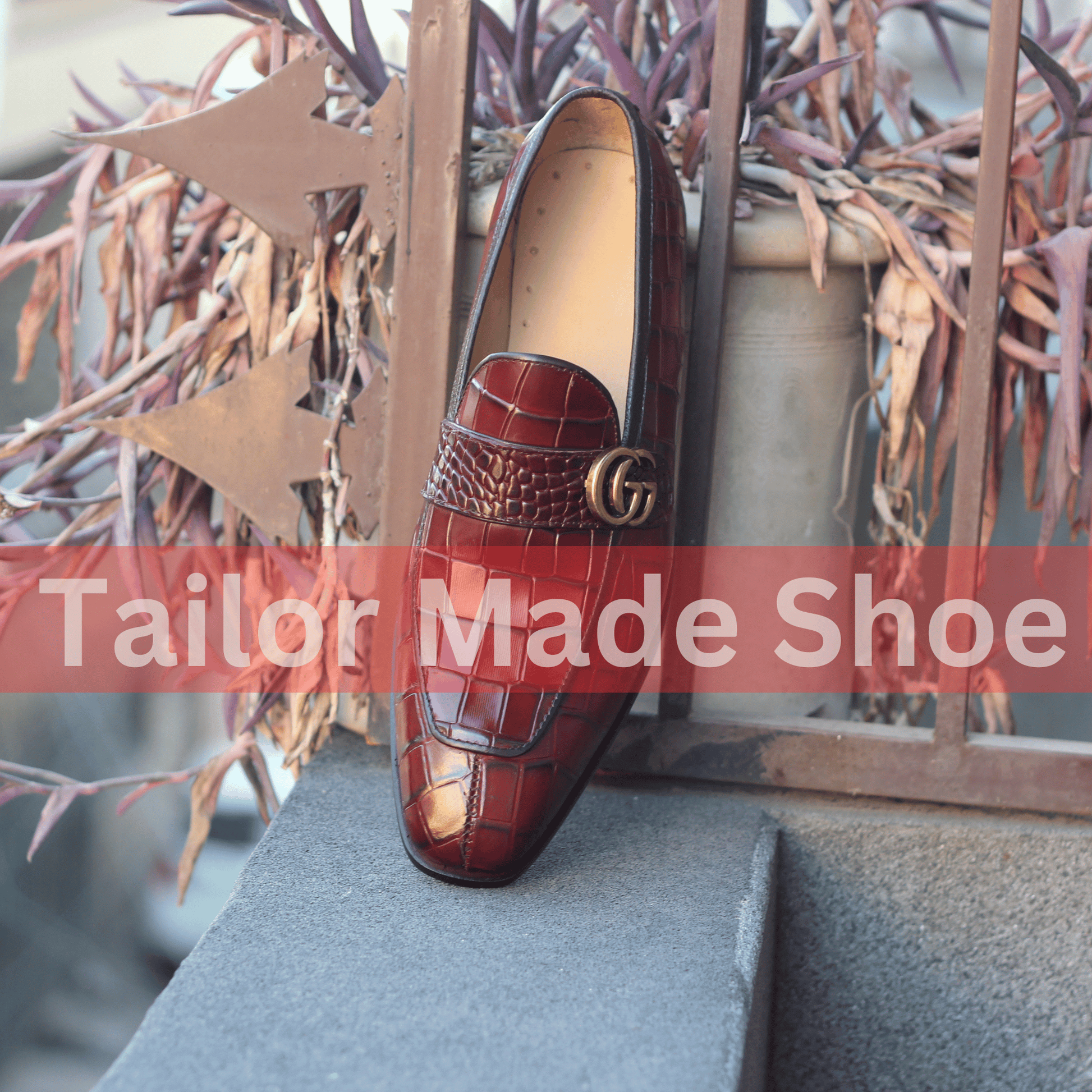Burgundy Crocodile-Embossed Leather Loafers – Perfect for Formal & Casual Wear Tailor Made Handmade Leather Loafers – Premium Crocodile Finish for Men
