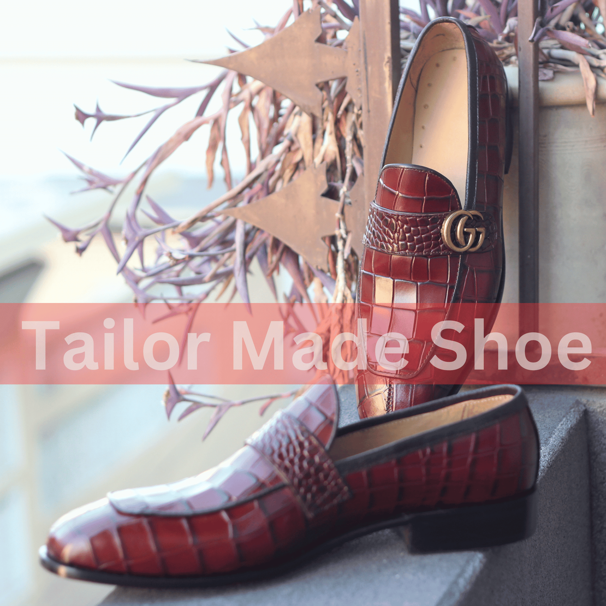 Burgundy Crocodile-Embossed Leather Loafers – Perfect for Formal & Casual Wear Tailor Made Handmade Leather Loafers – Premium Crocodile Finish for Men