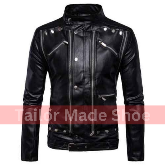Buy New Handmade Men's Black Pure Leather Jacket, Men Black Biker Leather Jacket