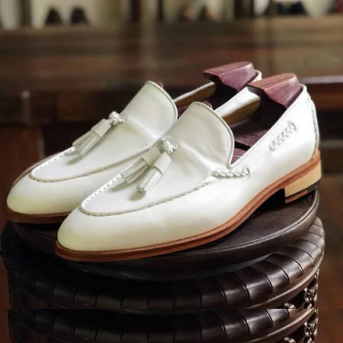 Custom-Made Premium Loafers Unmatched Elegance, Genuine White Leather Slip On Shoes, Shoes For Wedding, Party Wear Shoes, Shoes for Events, Luxury Mens Shoes
