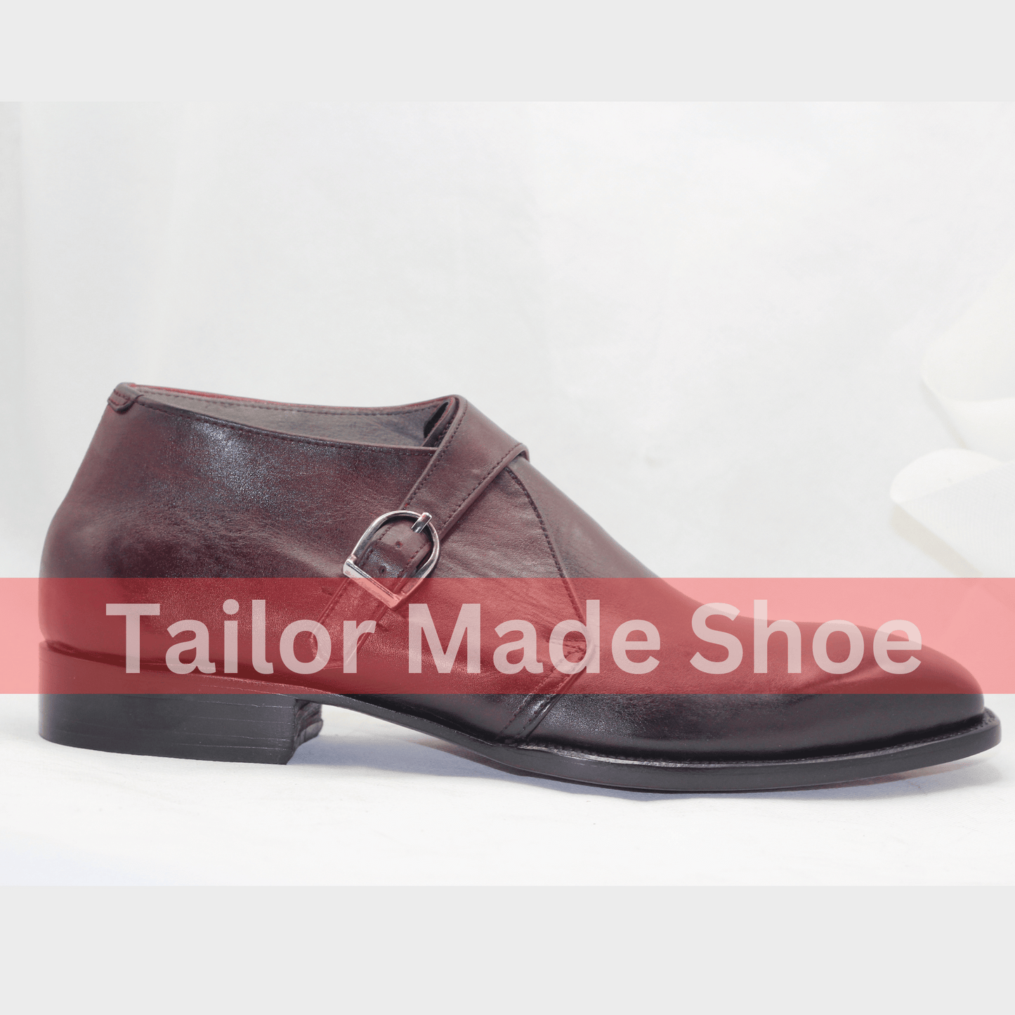 Handcrafted Single Monk Strap Shoes – Premium Burgundy Leather Burgundy Monk Strap Shoes – Perfect Blend of Comfort & Style