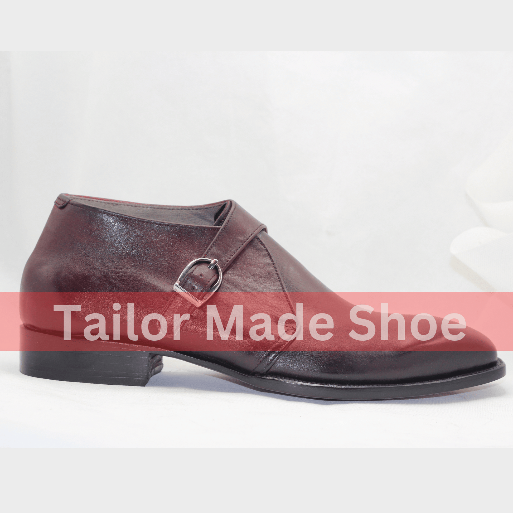 Handcrafted Single Monk Strap Shoes – Premium Burgundy Leather Burgundy Monk Strap Shoes – Perfect Blend of Comfort & Style
