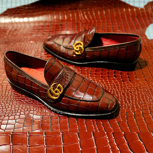 Made to Order Bespoke Handmade Made to Measure Genuine Crocodile Print Leather Loafers Slip On Moccasin Mens Shoes