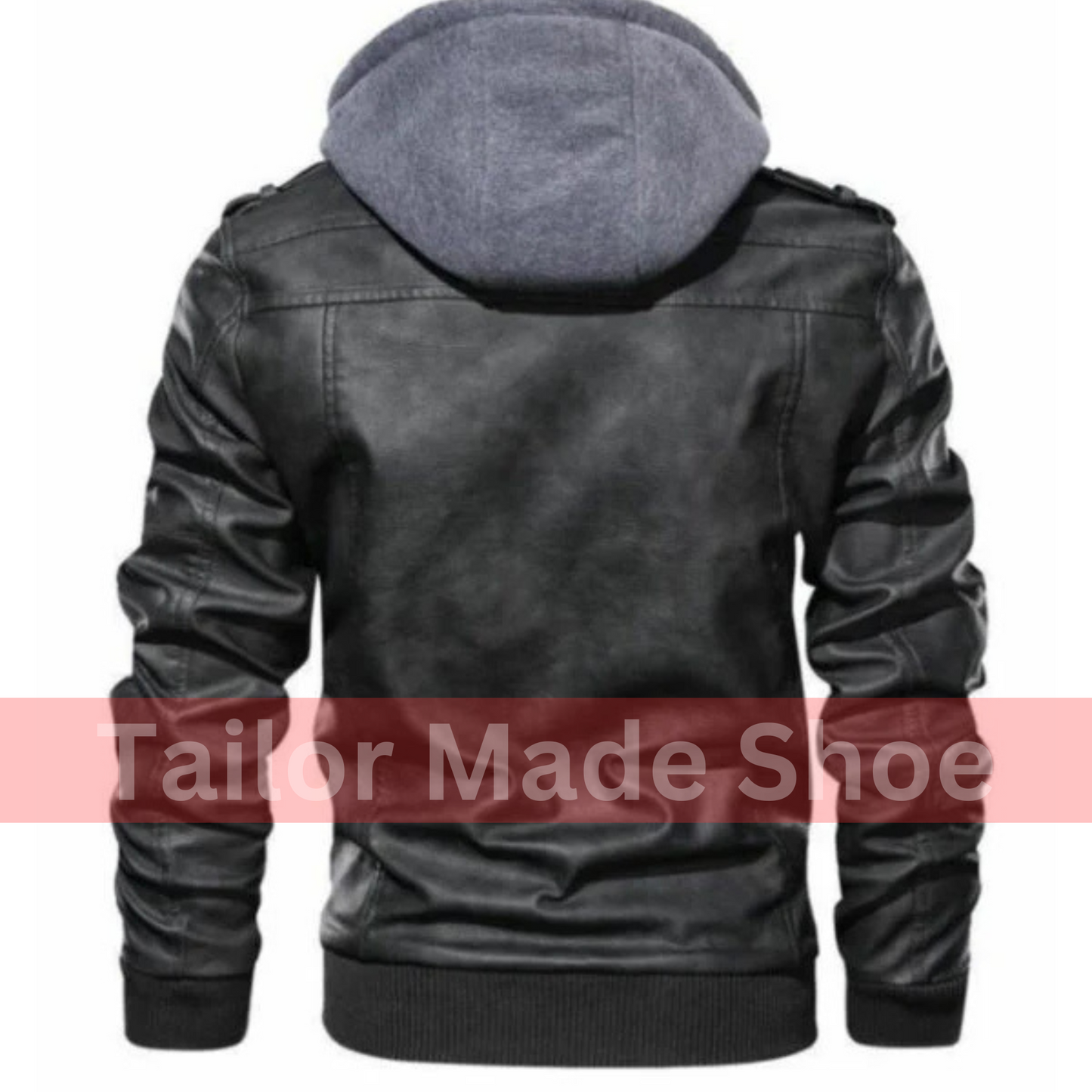 Men Black Leather Bomber Style Leather Jacket With Hoodie, Baseball Jackets