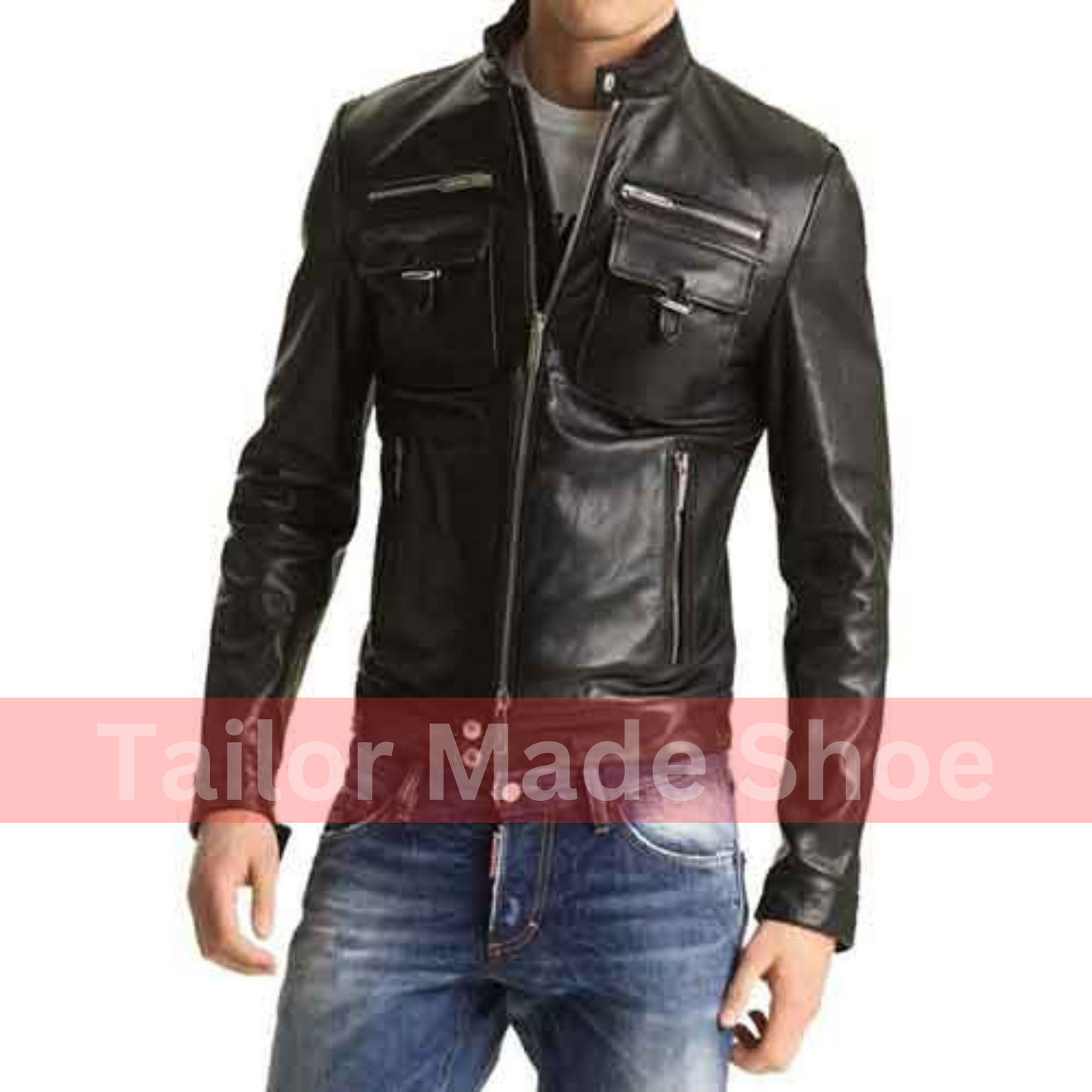 Men's Biker Leather Jacket, Slim Fit Leather Jacket Men's, Men Fashion Jacket