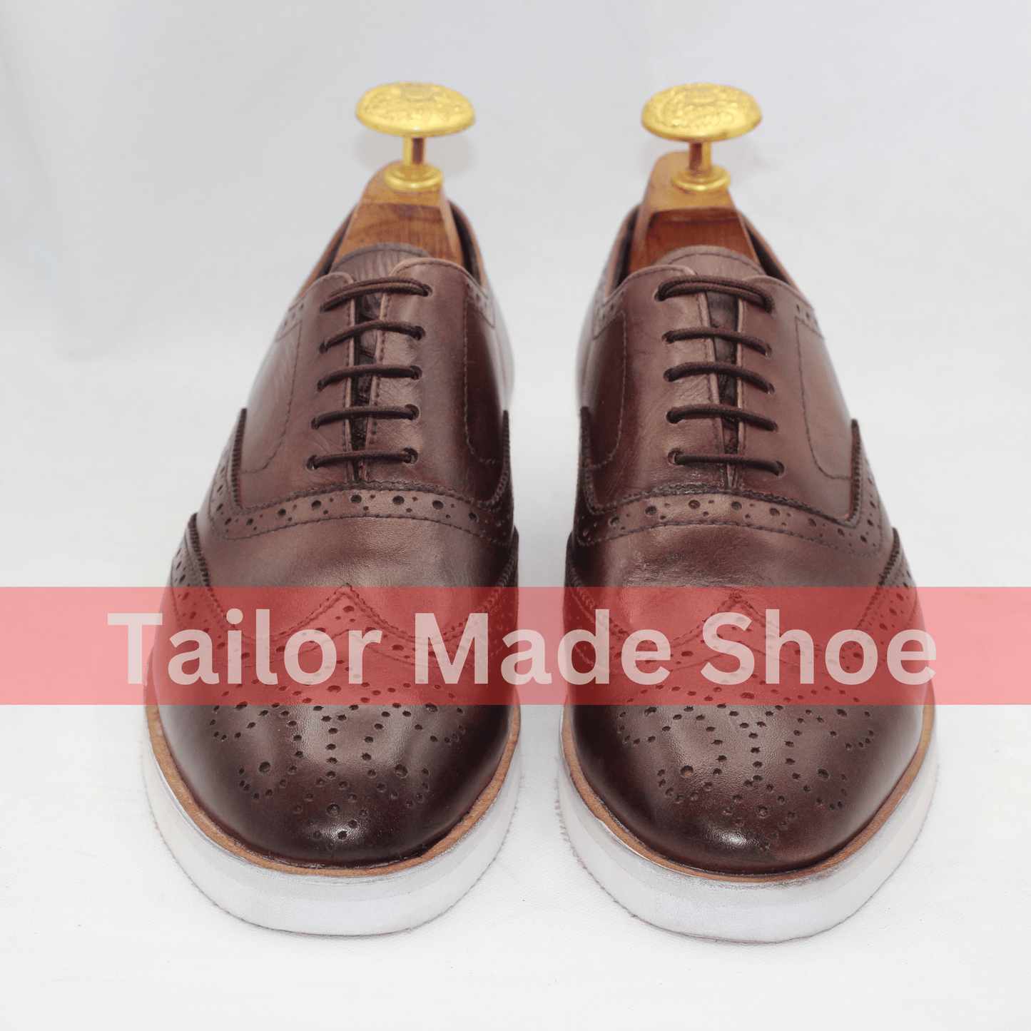 Men's Classic Brown Leather Brogue Shoes with White Sole Versatile Brown Brogue Shoes – Perfect for Formal or Casual Wear