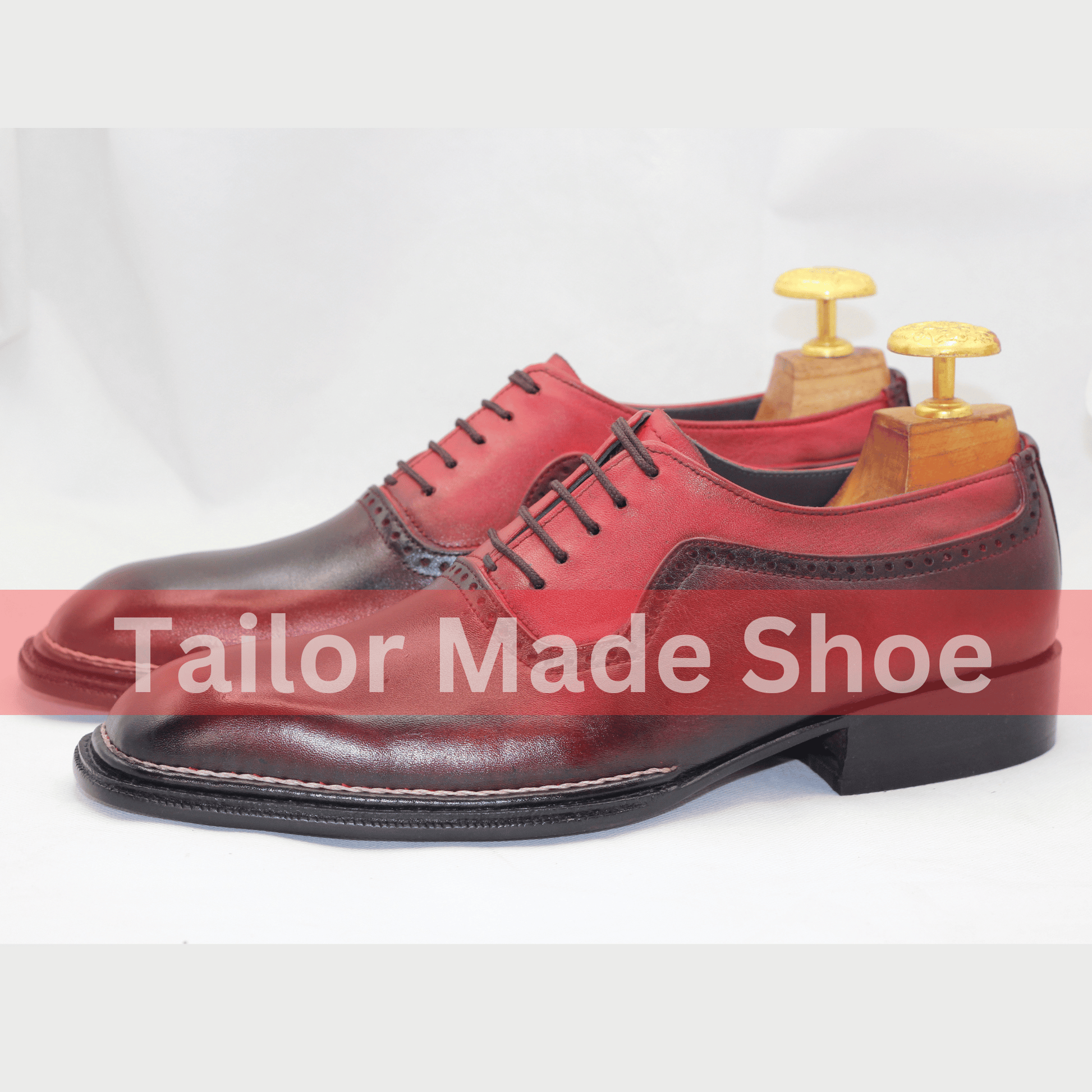 Men’s Premium Two-Tone Brogue Leather Oxfords Bespoke Handmade Men’s Two-Tone Leather Shoes – Burgundy Classic