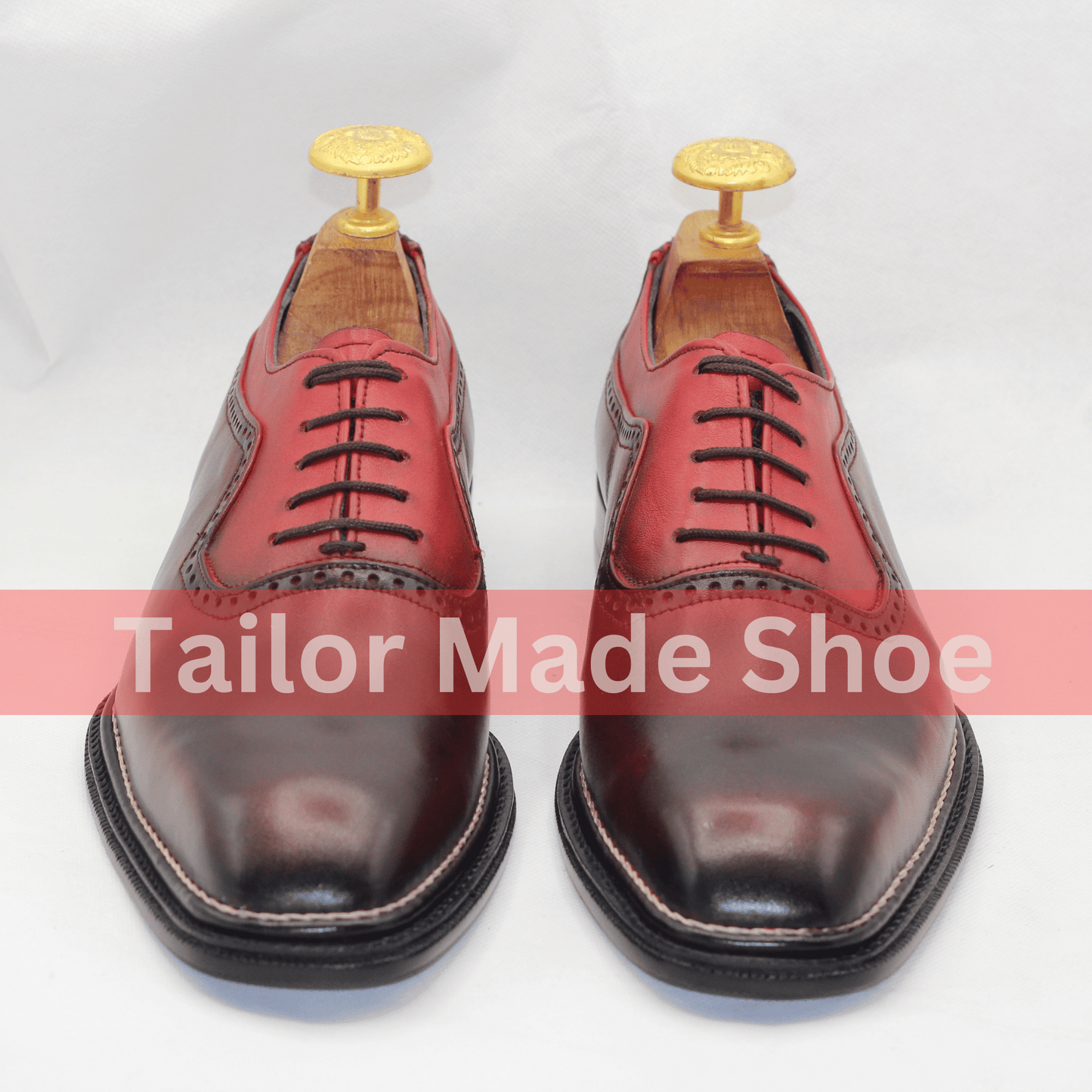Men’s Premium Two-Tone Brogue Leather Oxfords Bespoke Handmade Men’s Two-Tone Leather Shoes – Burgundy Classic