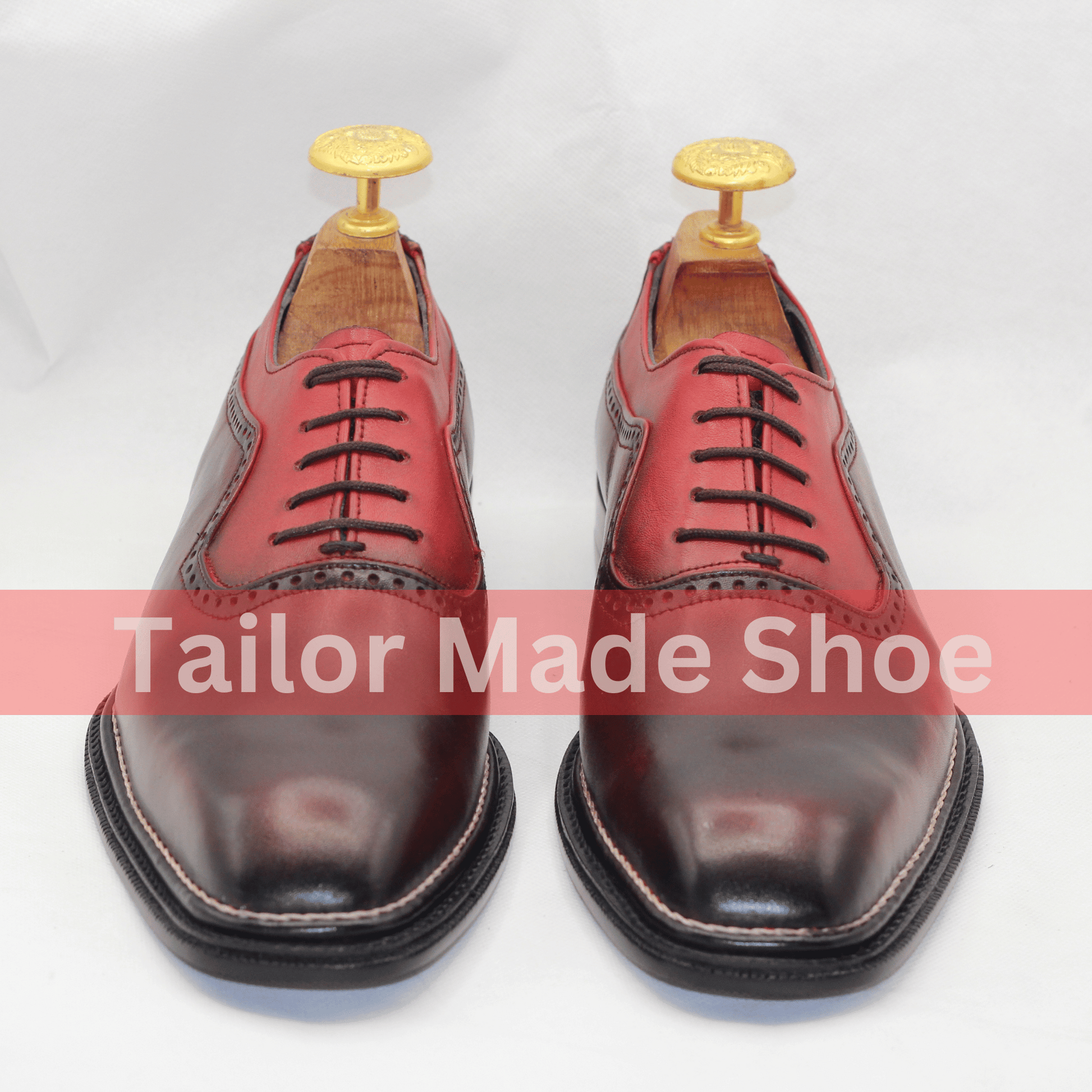 Men’s Premium Two-Tone Brogue Leather Oxfords Bespoke Handmade Men’s Two-Tone Leather Shoes – Burgundy Classic