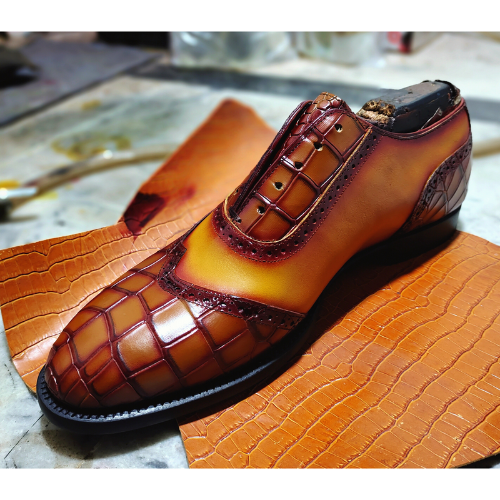 New Custom-Made Shoes Bespoke Handmade Shoes Made to Measure Shoes Genuine Crocodile Texture Premium Quality Leather Laceup Oxford Mens Stylish Shoes