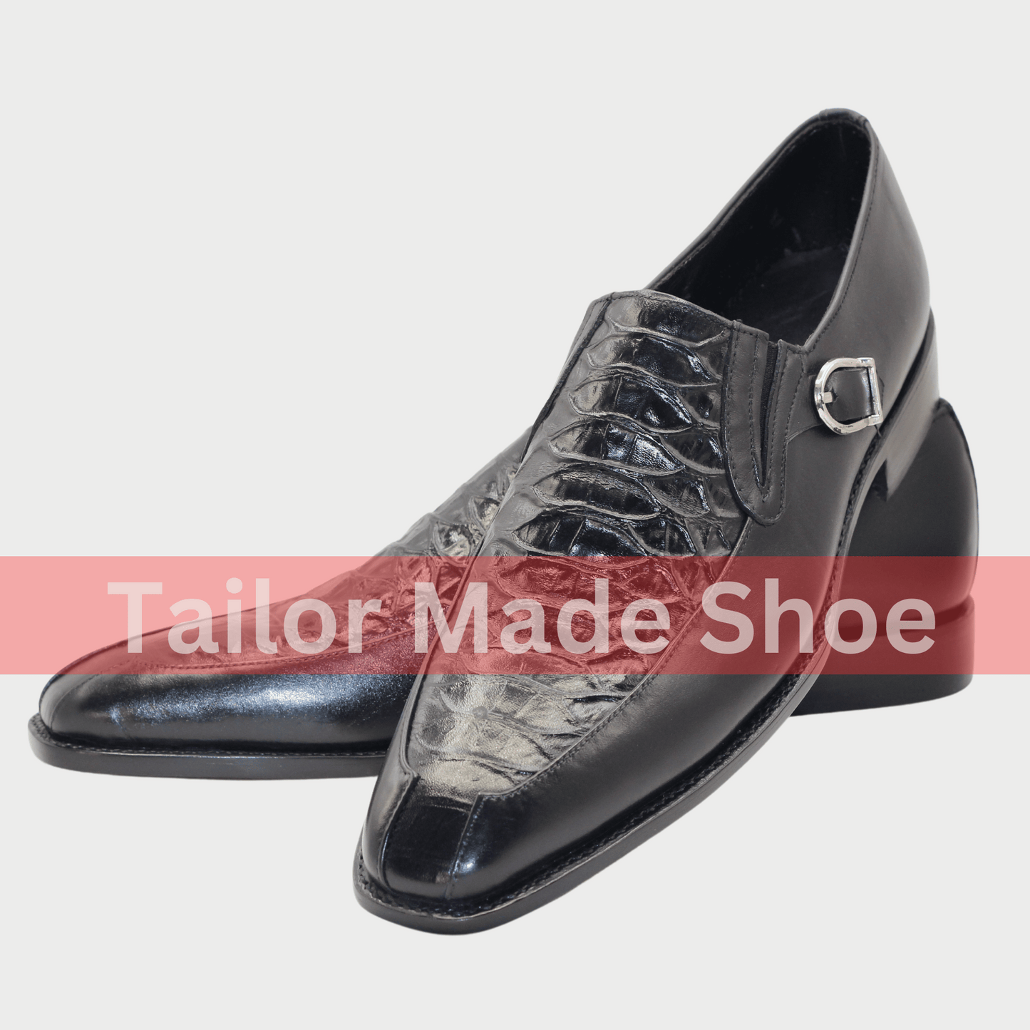 Premium Black Leather Loafers with Crocodile Texture Black Crocodile Embossed Loafers β Handcrafted Elegance