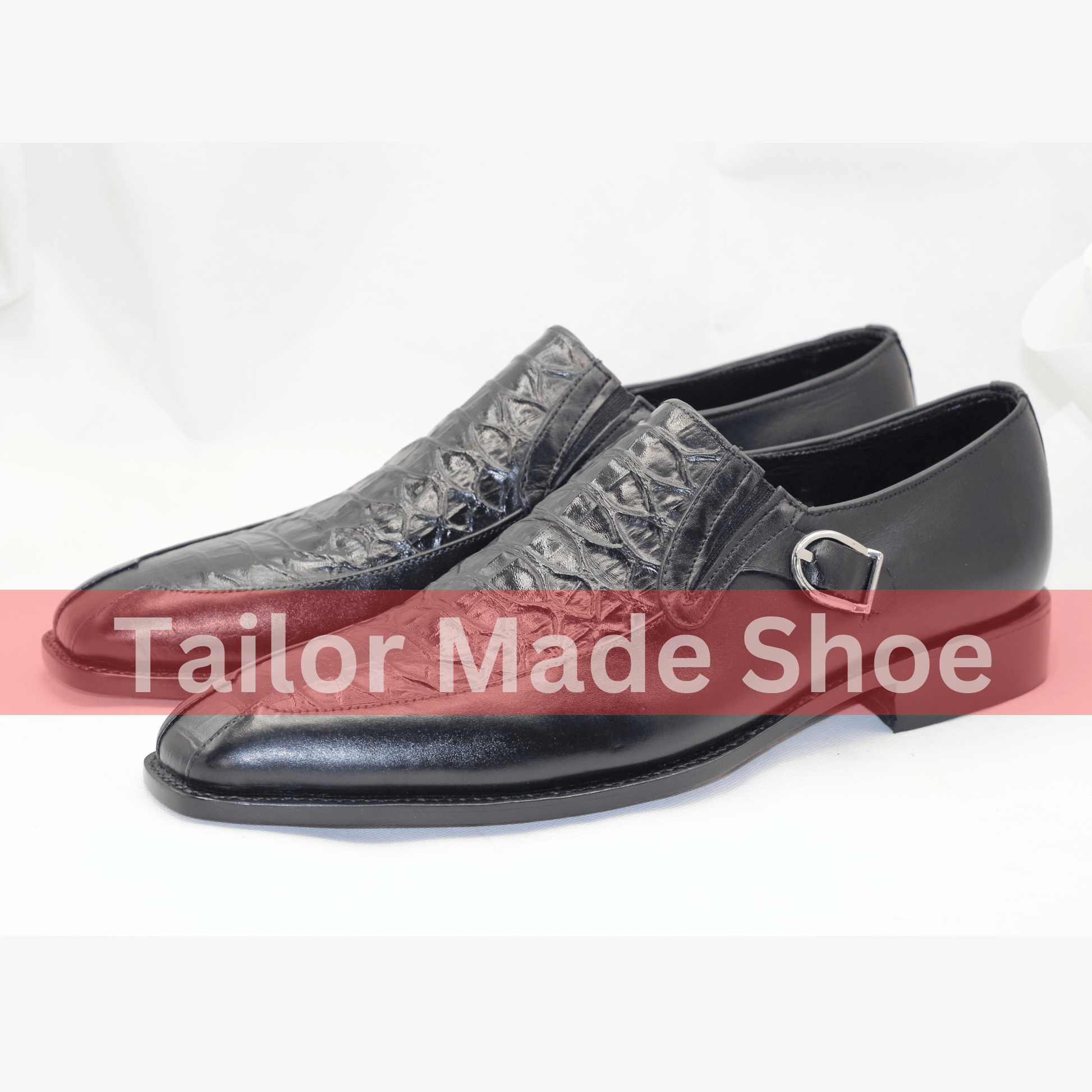 Premium Black Leather Loafers with Crocodile Texture Black Crocodile Embossed Loafers – Handcrafted Elegance
