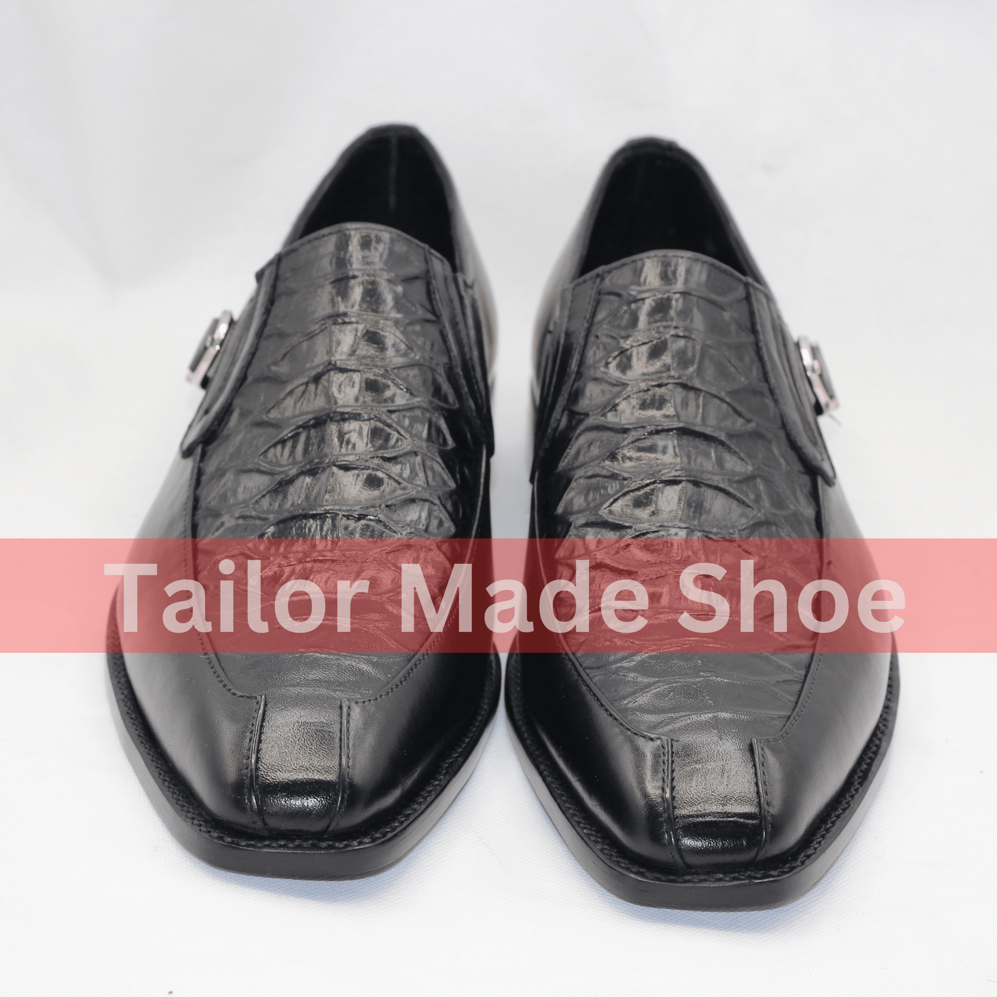 Premium Black Leather Loafers with Crocodile Texture Black Crocodile Embossed Loafers – Handcrafted Elegance