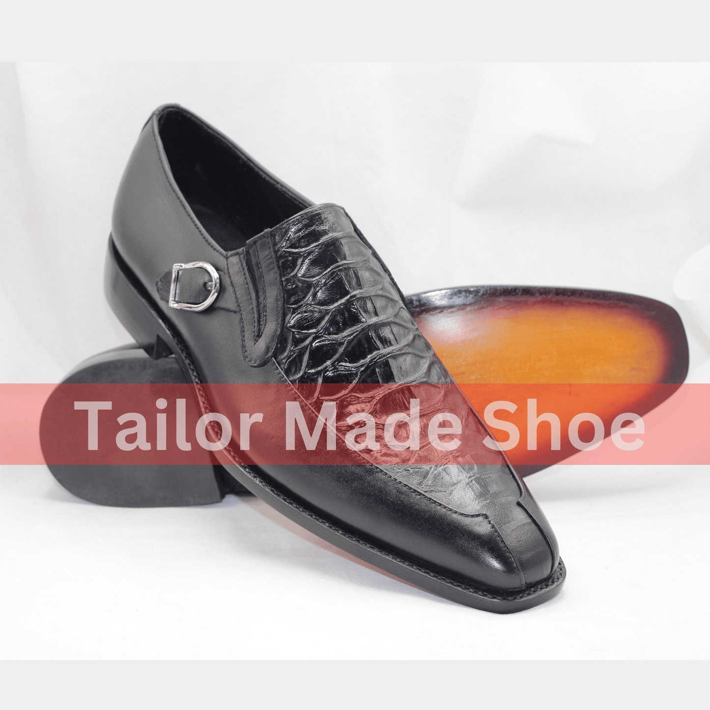 Premium Black Leather Loafers with Crocodile Texture Black Crocodile Embossed Loafers β Handcrafted Elegance