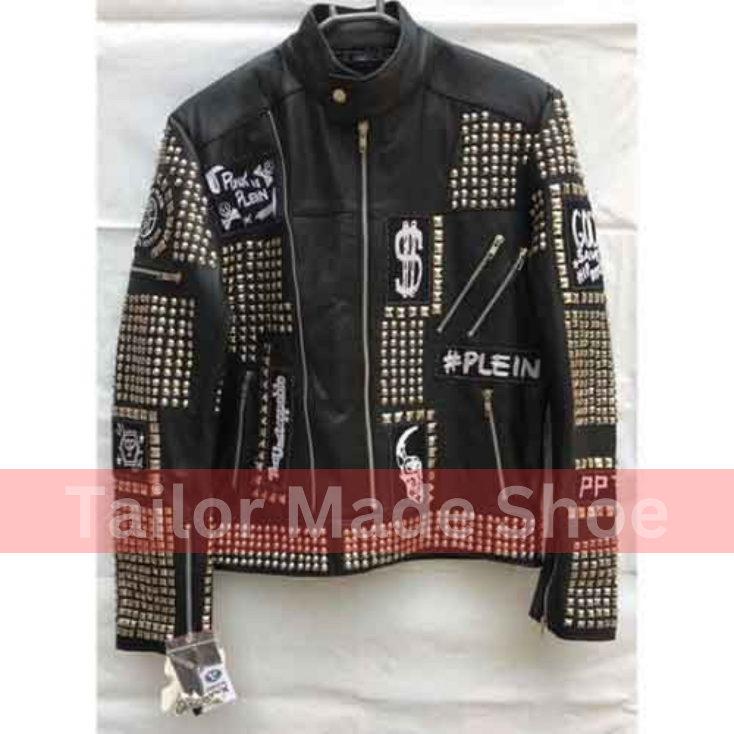 Handmade Black Color Biker Jackets, Real Pure Leather Studded Jackets For Men's