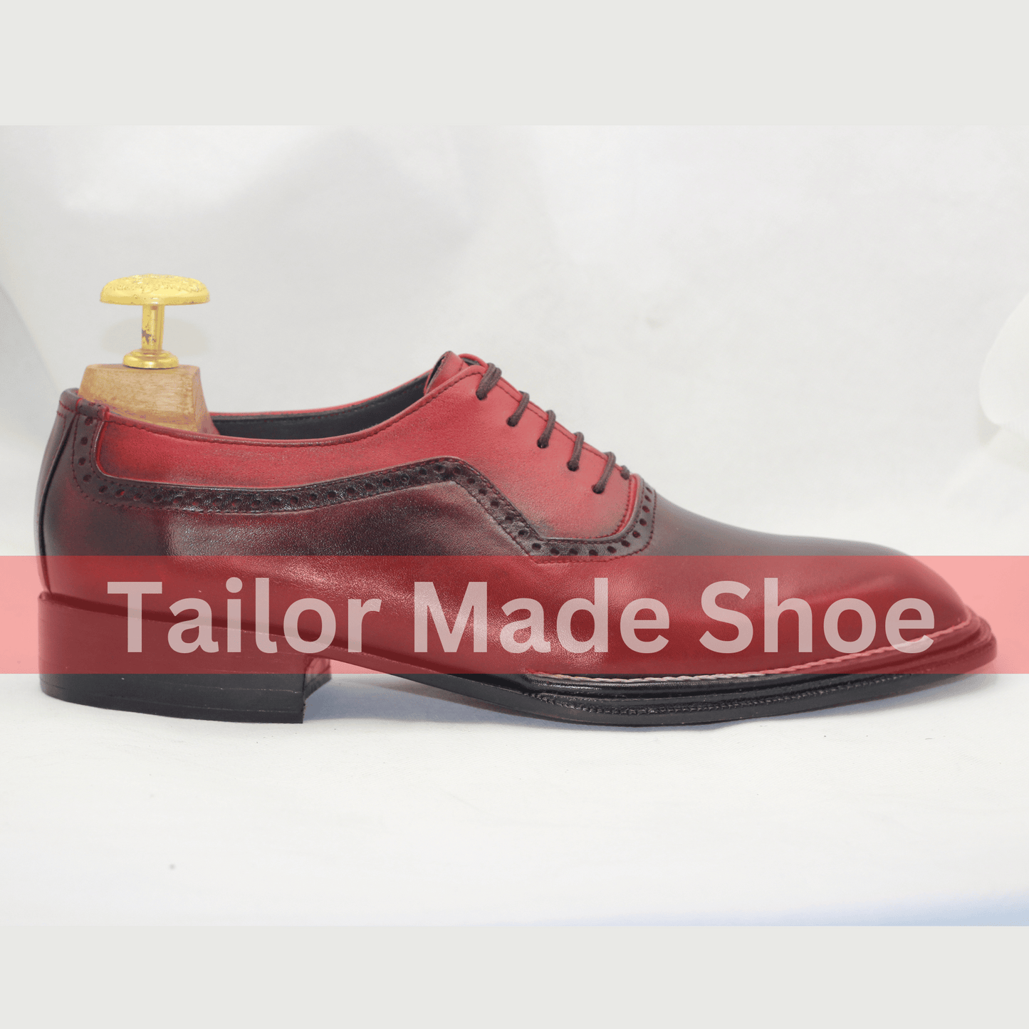 Men’s Premium Two-Tone Brogue Leather Oxfords Bespoke Handmade Men’s Two-Tone Leather Shoes – Burgundy Classic