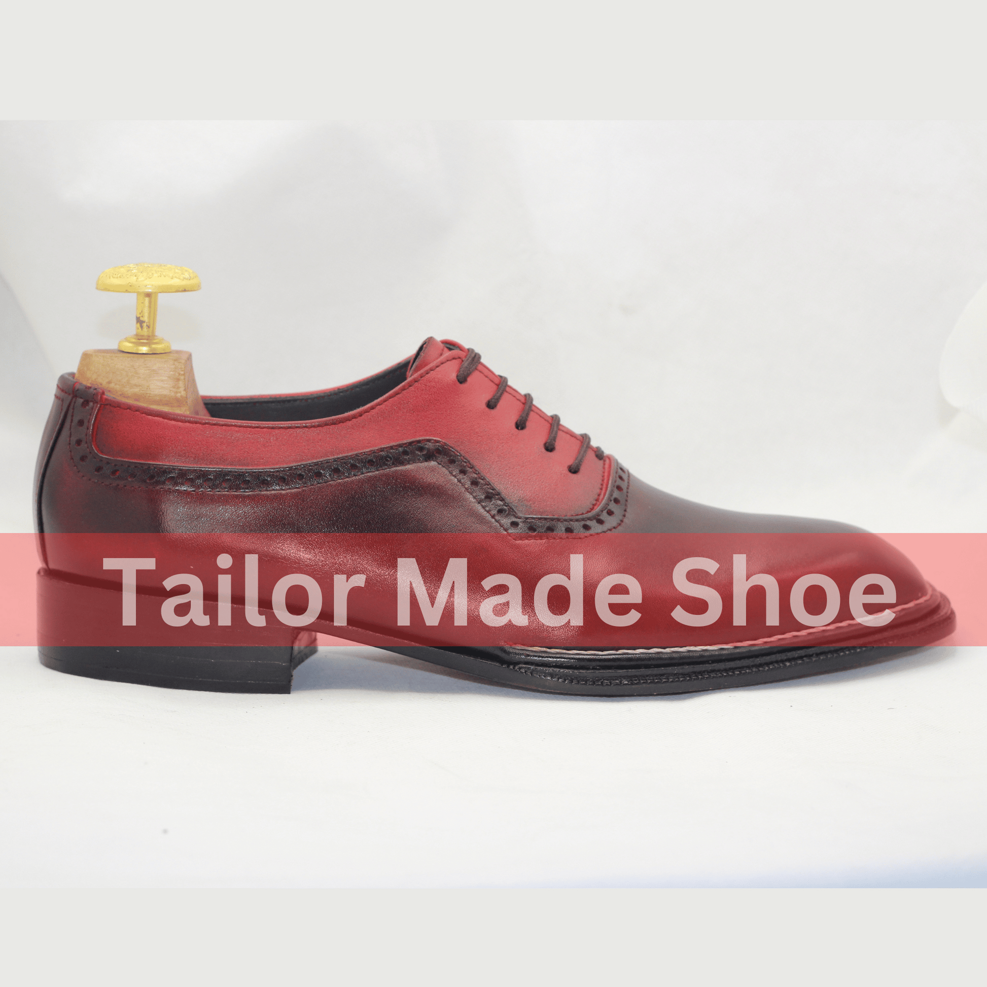 Men’s Premium Two-Tone Brogue Leather Oxfords Bespoke Handmade Men’s Two-Tone Leather Shoes – Burgundy Classic