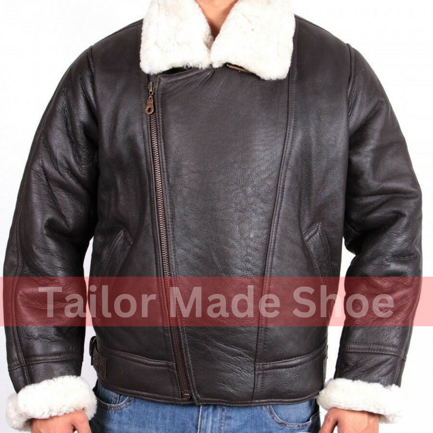 Tailor Made Men's Black Sheepskin Leather Coat Jacket B3 Jackets Cockpit