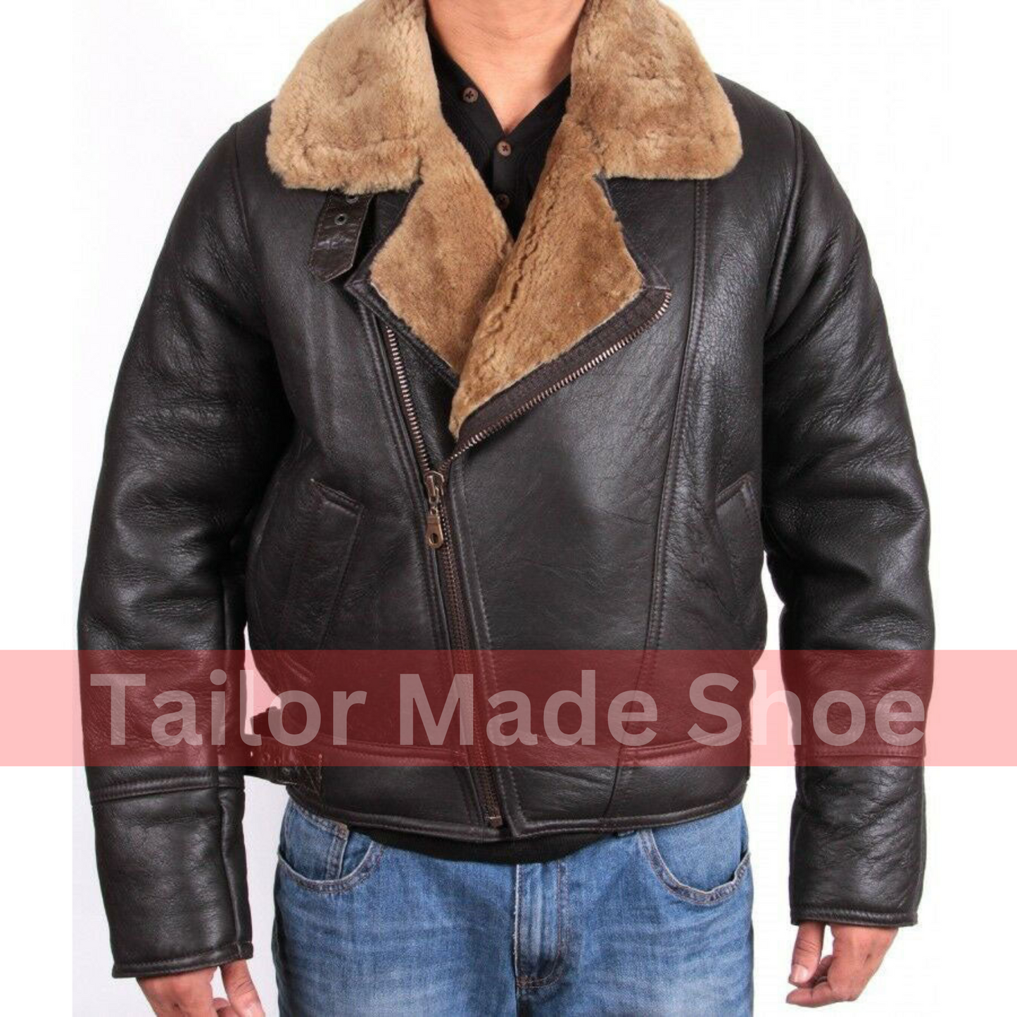 Tailor Made Men's Black Sheepskin Leather Jacket B3 Fashion Coat Stylish Jackets