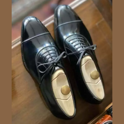 Artisan-Crafted Leather Oxford Shoes Your Impeccable Style Bespoke Handmade Premium Quality Black Leather Toe Cap Mens Formal Dress Shoes