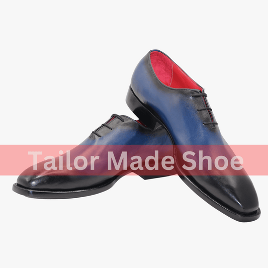 Artisan-Crafted Blue Leather Shoes – The Epitome of Sophistication Handcrafted Premium Blue Leather Shoes with Black Finish – Modern Elegance
