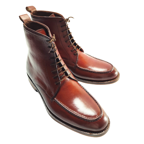 Bespoke Handmade Boots, Custom Made Boots, Handstiched, Hand Polished Goodyear Welted Brown Premium Quality Leather Laceup Mens Boots