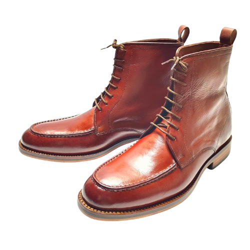 Bespoke Handmade Boots, Custom Made Boots, Handstiched, Hand Polished Goodyear Welted Brown Premium Quality Leather Laceup Mens Boots
