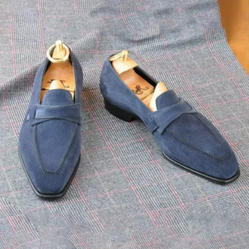 Bespoke Handmade Shoes Custom Shoes Gray Suede Loafers Mocassin Slip On Mens & Women Stylish Shoes Fashion Shoes Dress Shoes 
