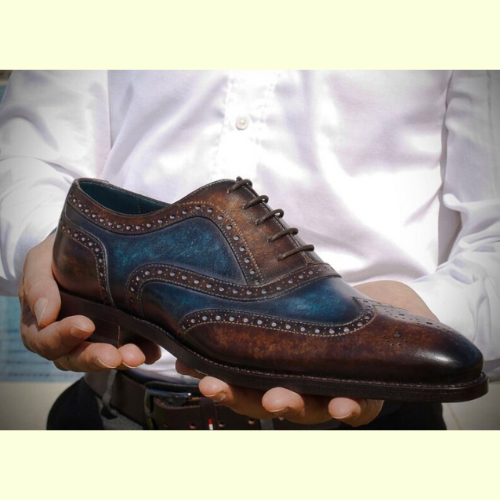 Bespoke Shoes, Handcrafted Shoes, Goodyear Welted, Handpainted Shoes Multi-Tone Leather Tailor-Made Leather Oxford Shoes Your Style, Our Craft, 