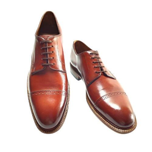 Bespoke Shoes, Handmade Shoes, Custom Made Shoes, Goodyear Welted Handstiched Handpainted Hand Dyed Flame Treated Brown Leather Toecap Laceup Oxford Mens Dress Shoes