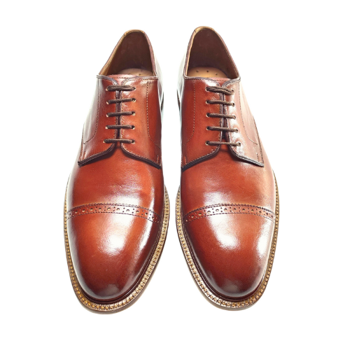 Bespoke Shoes, Handmade Shoes, Custom Made Shoes, Goodyear Welted Handstiched Handpainted Hand Dyed Flame Treated Brown Leather Toecap Laceup Oxford Mens Dress Shoes