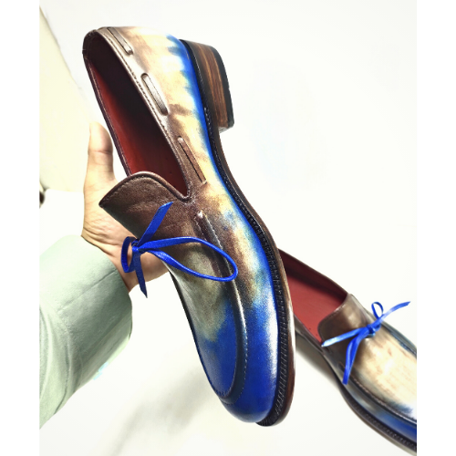 Bespoke Shoes Handmade Shoes Custom Made Shoes Goodyear Welted Handstiched Handpainted Hand Dyed Flame Treated Multi Tone Leather Loafers Slip On