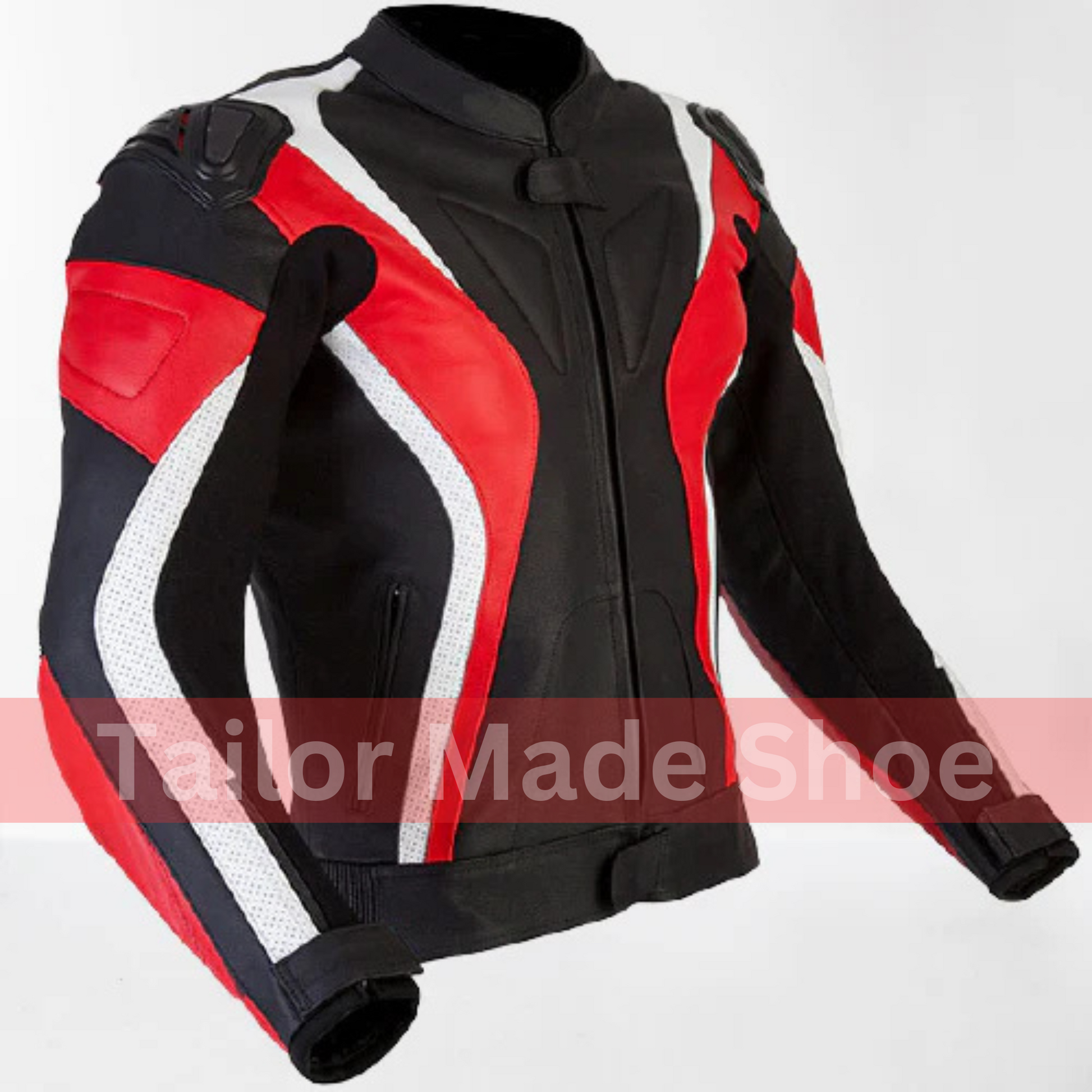 Bespoke Black and Red Leather Biker Jacket, Motorcycle Brando Leather Jackets