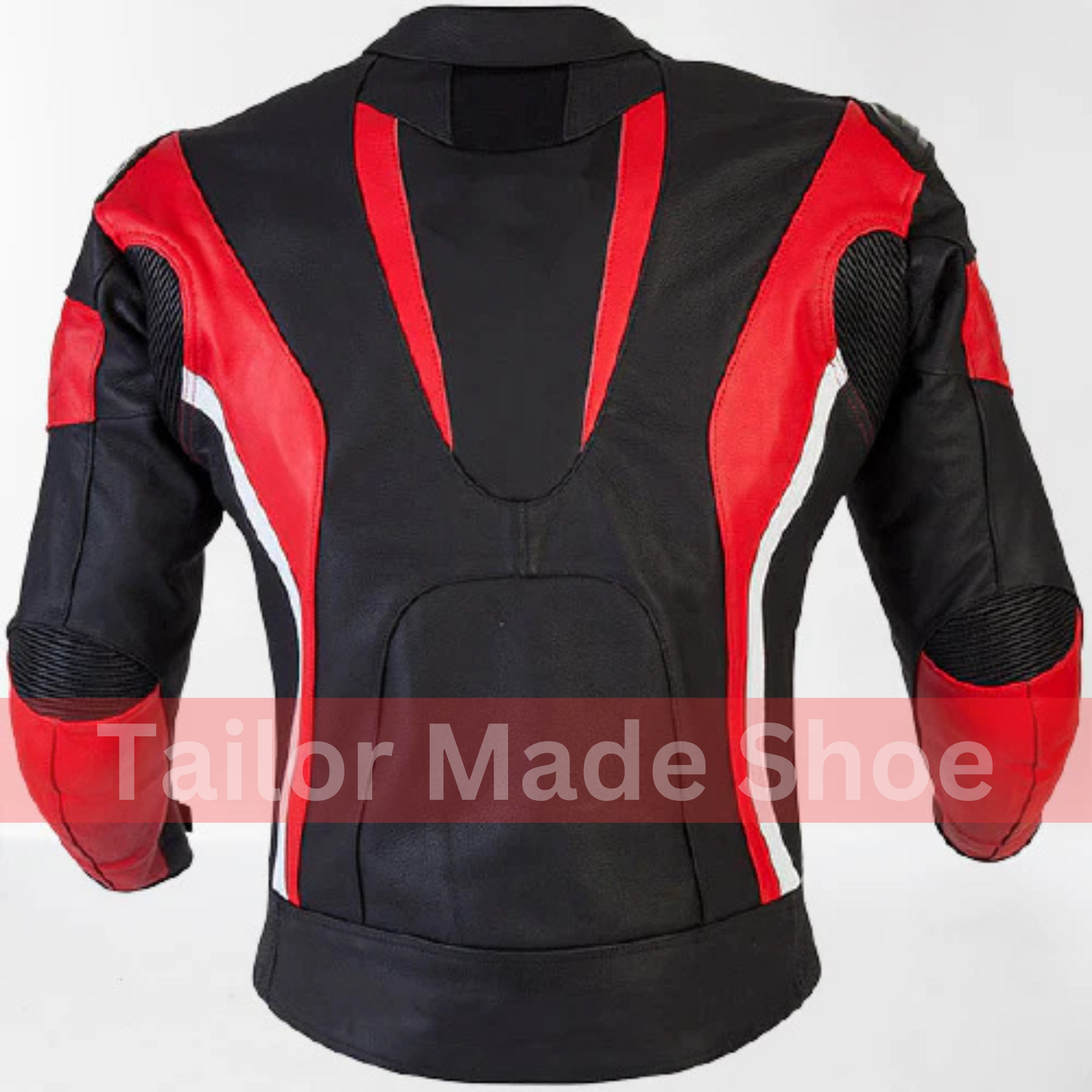 Bespoke Black and Red Leather Biker Jacket, Motorcycle Brando Leather Jackets