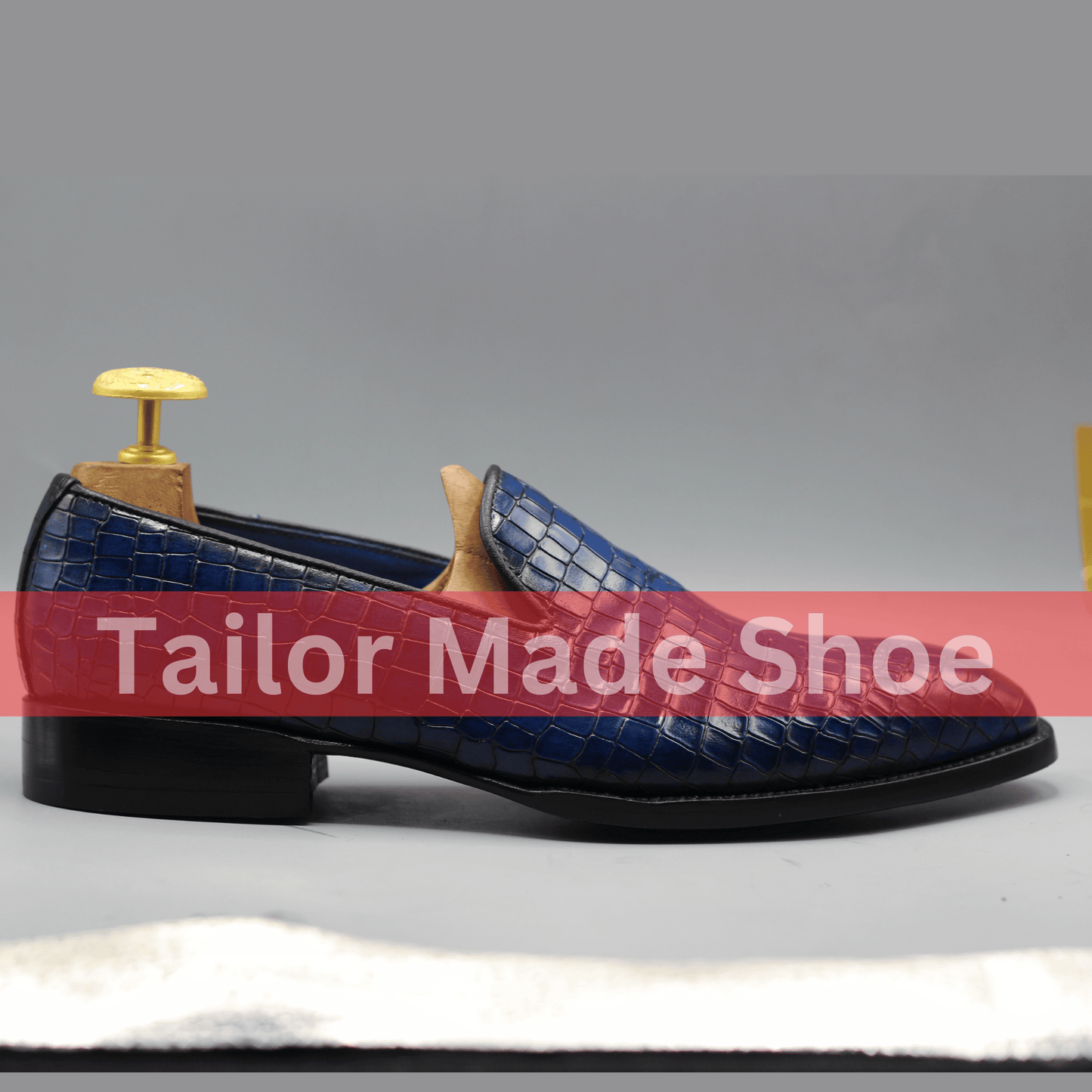 Bespoke Blue Crocodile-Embossed Shoes – Stylish Handmade Formal Loafers Premium Blue Crocodile-Pattern Shoes – Handmade Luxury for Men 
