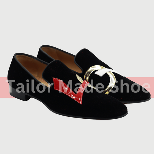 Premium Two-Tone Velvet Slip-Ons – Sophisticated & Custom-Made Black Suede Leather Loafers Custom Shoes Handmade Men's Slip-On Shoes in Premium Quality Bespoke Moccasin dress Shoes Tailored to Your Taste