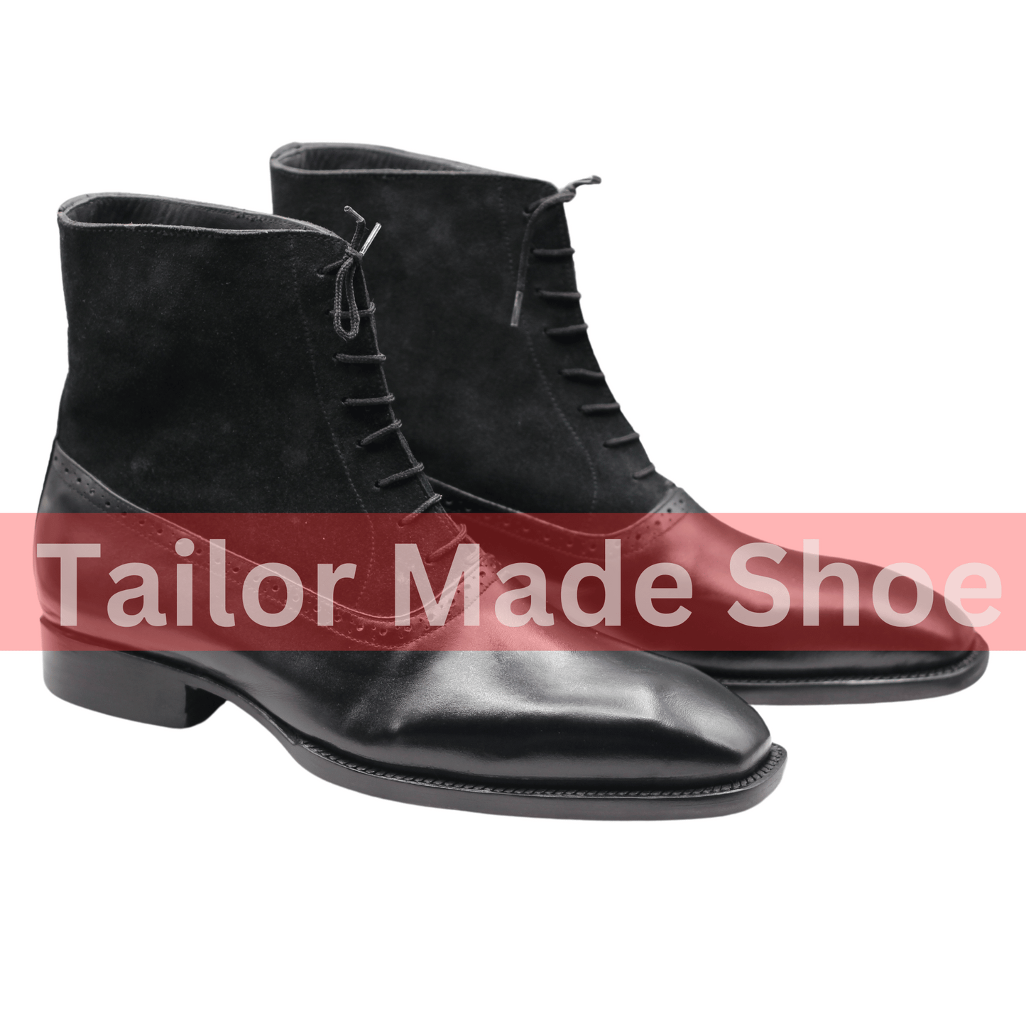 Classic Lace-Up Leather and Suede Boots for Formal and Casual Wear Versatile Black Leather and Suede Ankle Boots for Men – Timeless Design