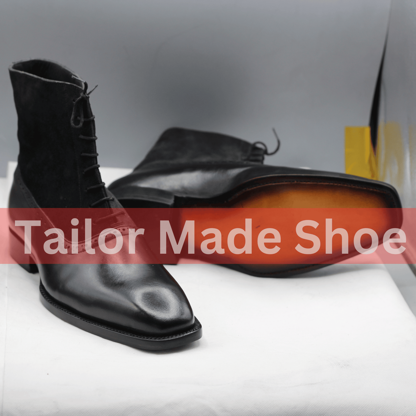 Classic Lace-Up Leather and Suede Boots for Formal and Casual Wear Versatile Black Leather and Suede Ankle Boots for Men – Timeless Design