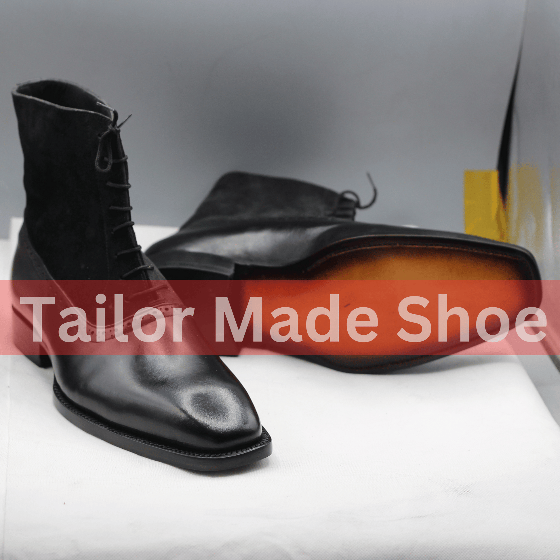 Classic Lace-Up Leather and Suede Boots for Formal and Casual Wear Versatile Black Leather and Suede Ankle Boots for Men – Timeless Design