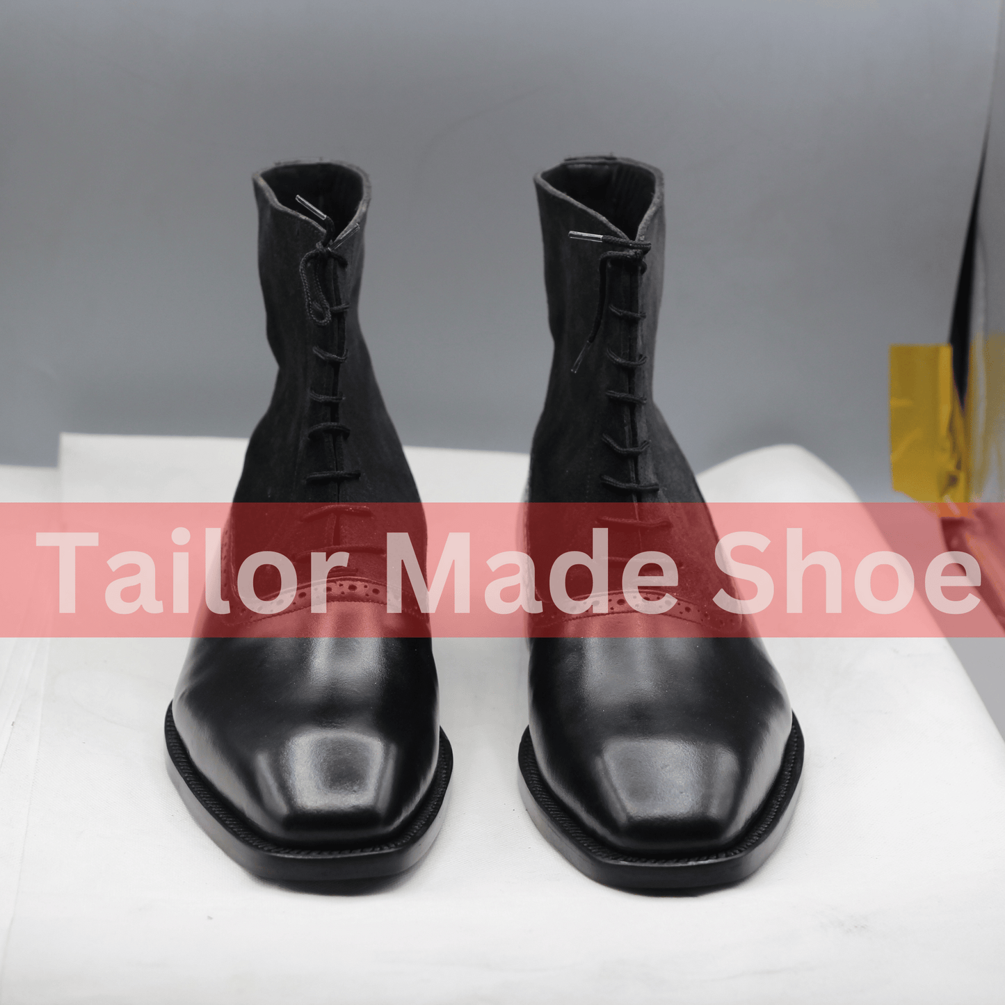 Classic Lace-Up Leather and Suede Boots for Formal and Casual Wear Versatile Black Leather and Suede Ankle Boots for Men – Timeless Design
