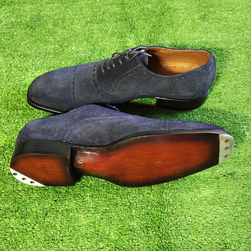 Custom-Made Shoes Handmade Bespoke Shoes Premium Quality Gray Suede Toe Cap Lace Up Oxford Mens Wedding Shoes Mens Dress Shoes 