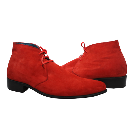 Custom Made Boots, Handmade Boots, Custom-Boots, Handcrafted Boots Men's Genuine Red Suede Chukka Lace Up Dress Men Boots & Women's Boots