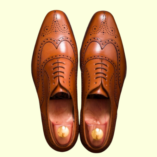 Custom Made Handmade Bespoke Premium Quality Tan Leather Oxford Wingtip Brogue Premium Shoes, High Quality Shoes, Wedding Shoes Mens Shoes