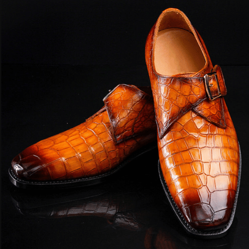 Made to Order Handmade Premium Quality Alligator Print Shoes Buckle Shoes Wedding Shoes Men's Shoes