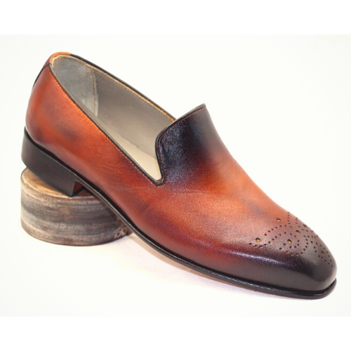 Custom Made Made to Order Tailor Made Handmade Handcrafted Premium Quality Brown Shaded Leather Moccasin Slip On Loafer Shoes