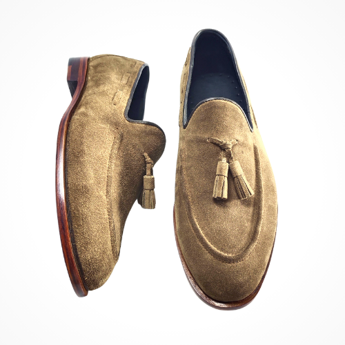 Custom Made Shoes, Handmade shoes Premium Quality Brown Suede Loafers Slipon Moccasin Tassels Womens Shoes, Mens Shoes