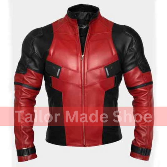 Custom Made Black and Red Leather Jacket for Bikers Racers, Leather Biker Jacket
