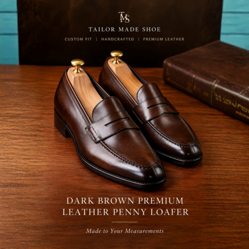 Dark Brown Penny Loafers – Handcrafted Goodyear Welted Tailor Made Bespoke Premium Calf Leather Shoes